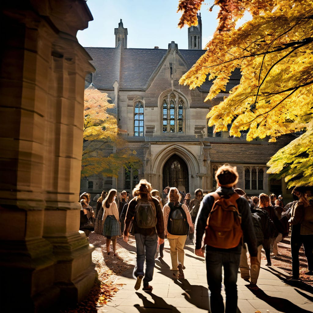 Students walking into glamorous University building because the got the right information as Indian students from AFBF