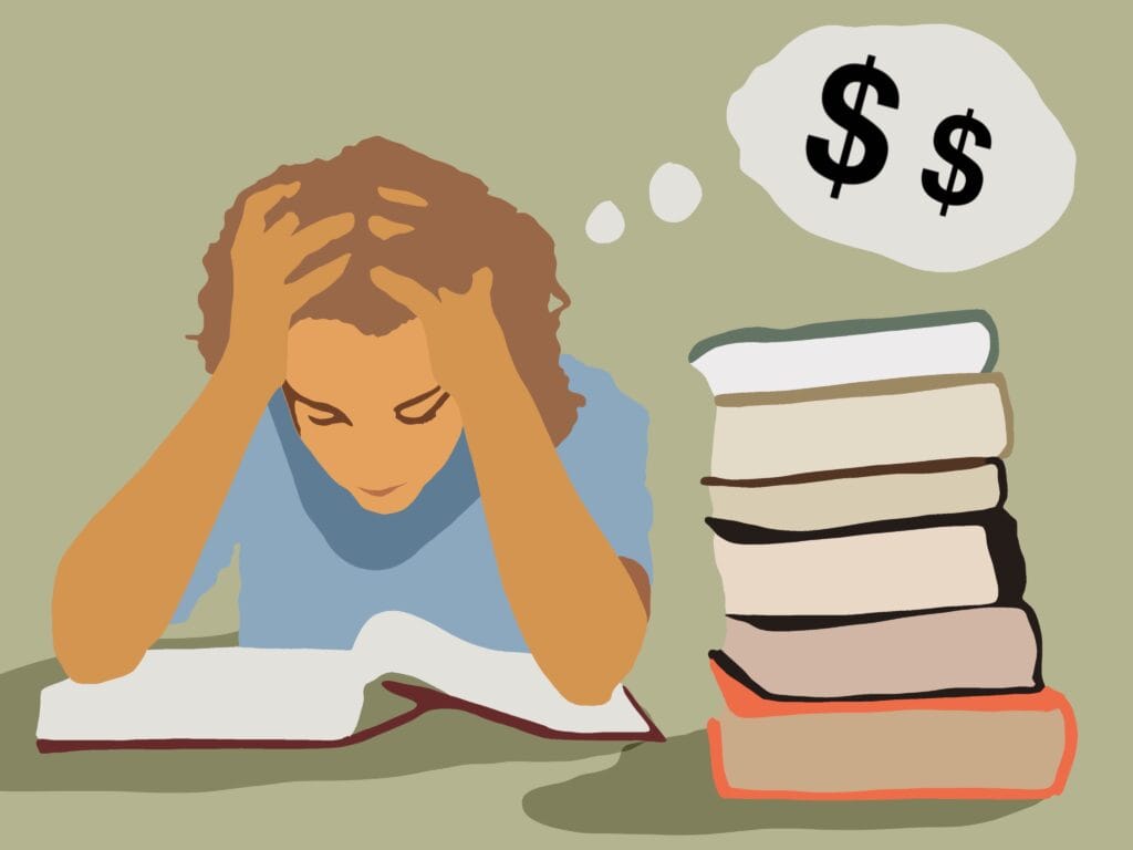 confused international student cartoon on how to self fund his education studying abroad