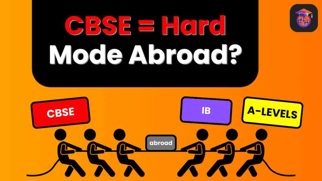 Is CBSE more difficult compared to other school boards like IB or IGCSE for Indian students applying to study abroad in 2025?